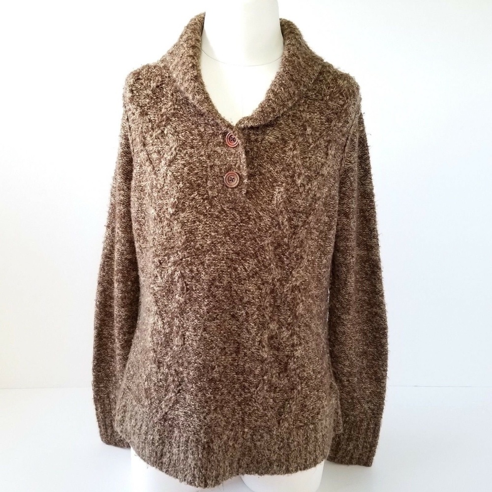 ❤Columbia Cowl Neck Crochet Knit Sweater